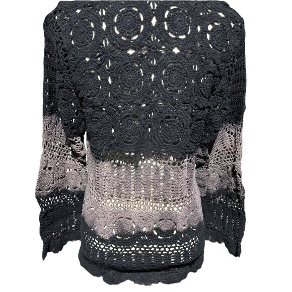 🆕 Handmade Crochet Jacket Black & French Brown Boho Chic Cardigan 100% Cotton - Picture 2 of 6